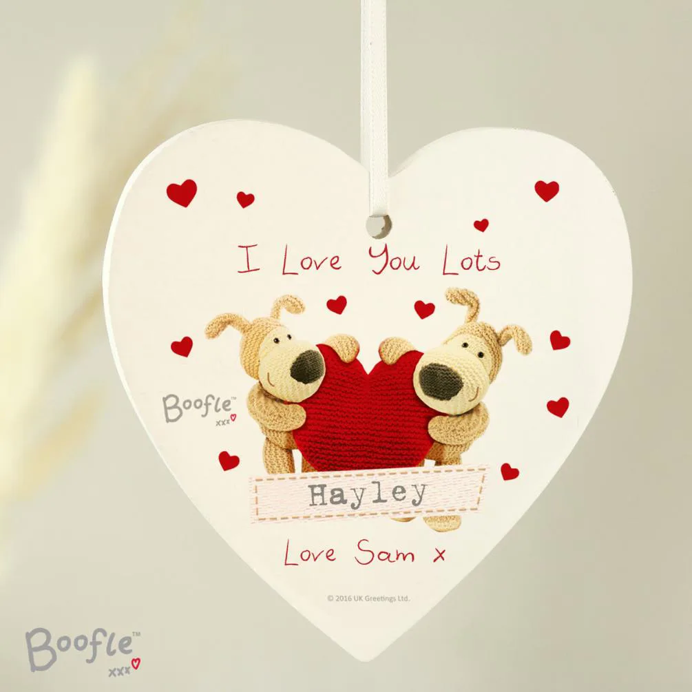 Personalised Boofle Shared Heart Wooden Heart Decoration Extra Image 3