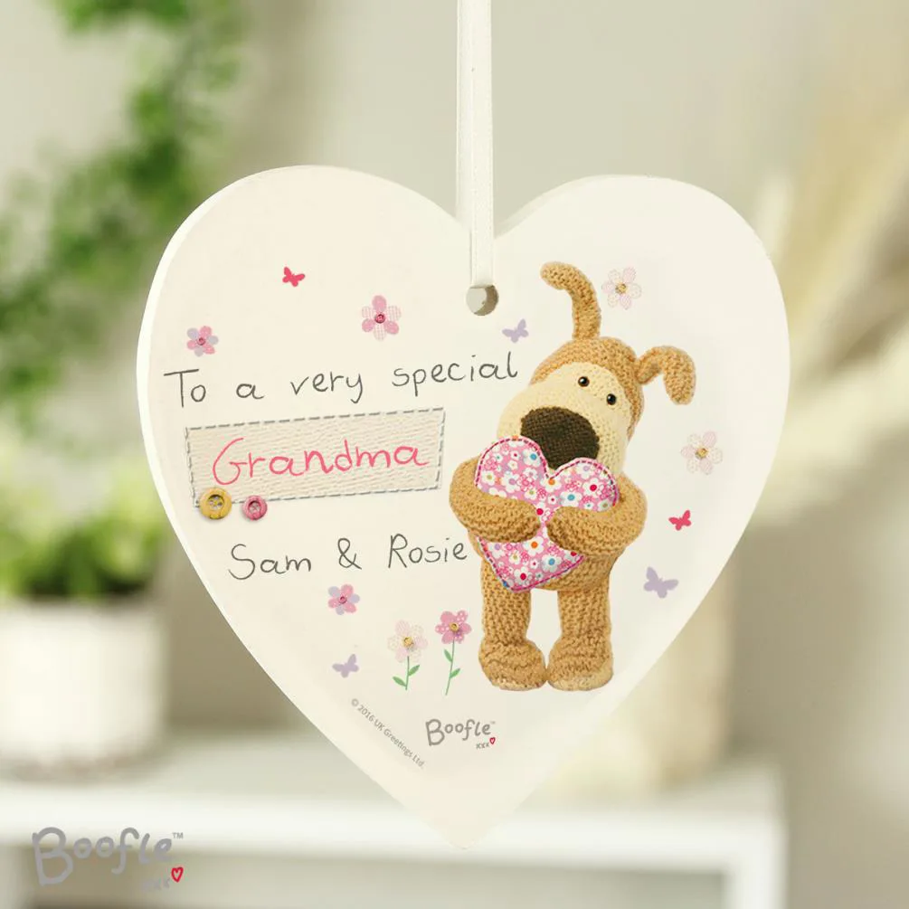 Personalised Boofle Flowers Wooden Heart Decoration Extra Image 1