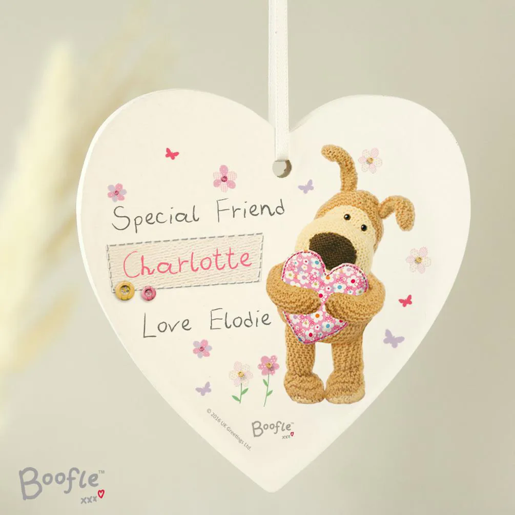 Personalised Boofle Flowers Wooden Heart Decoration Extra Image 2