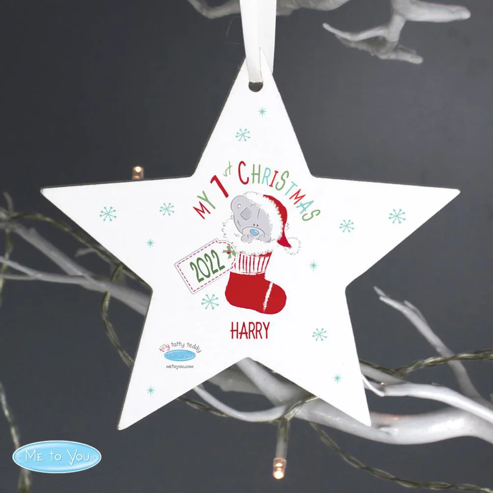 Personalised My 1st Tiny Tatty Teddy Christmas Stocking Star Decoration Extra Image 3