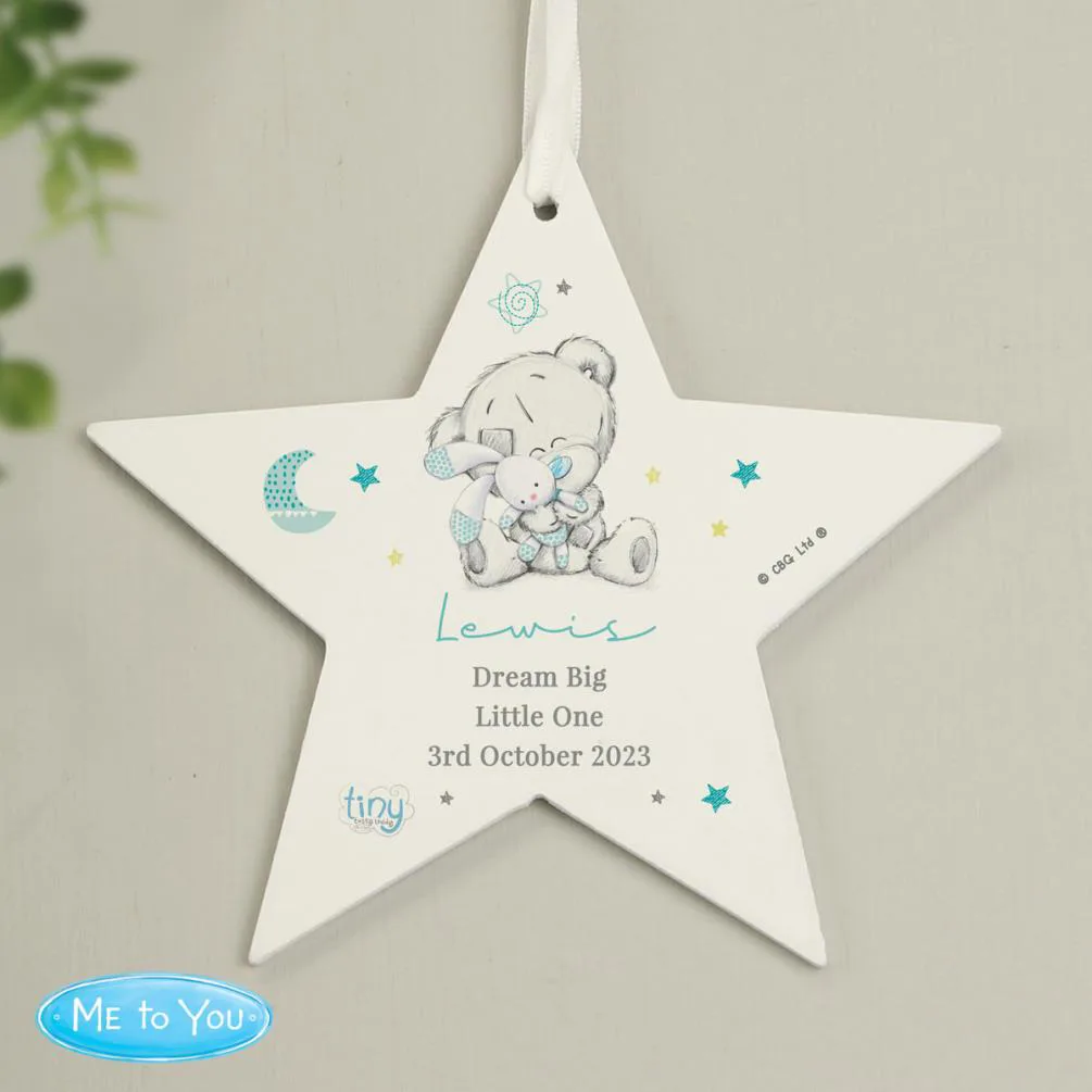 Personalised Tiny Tatty Teddy Blue Wooden Star Decoration Extra Image 1