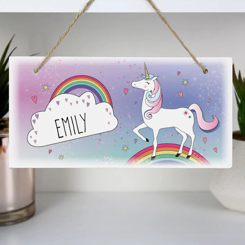 Personalised Unicorn Wooden Hanging Plaque Extra Image 1
