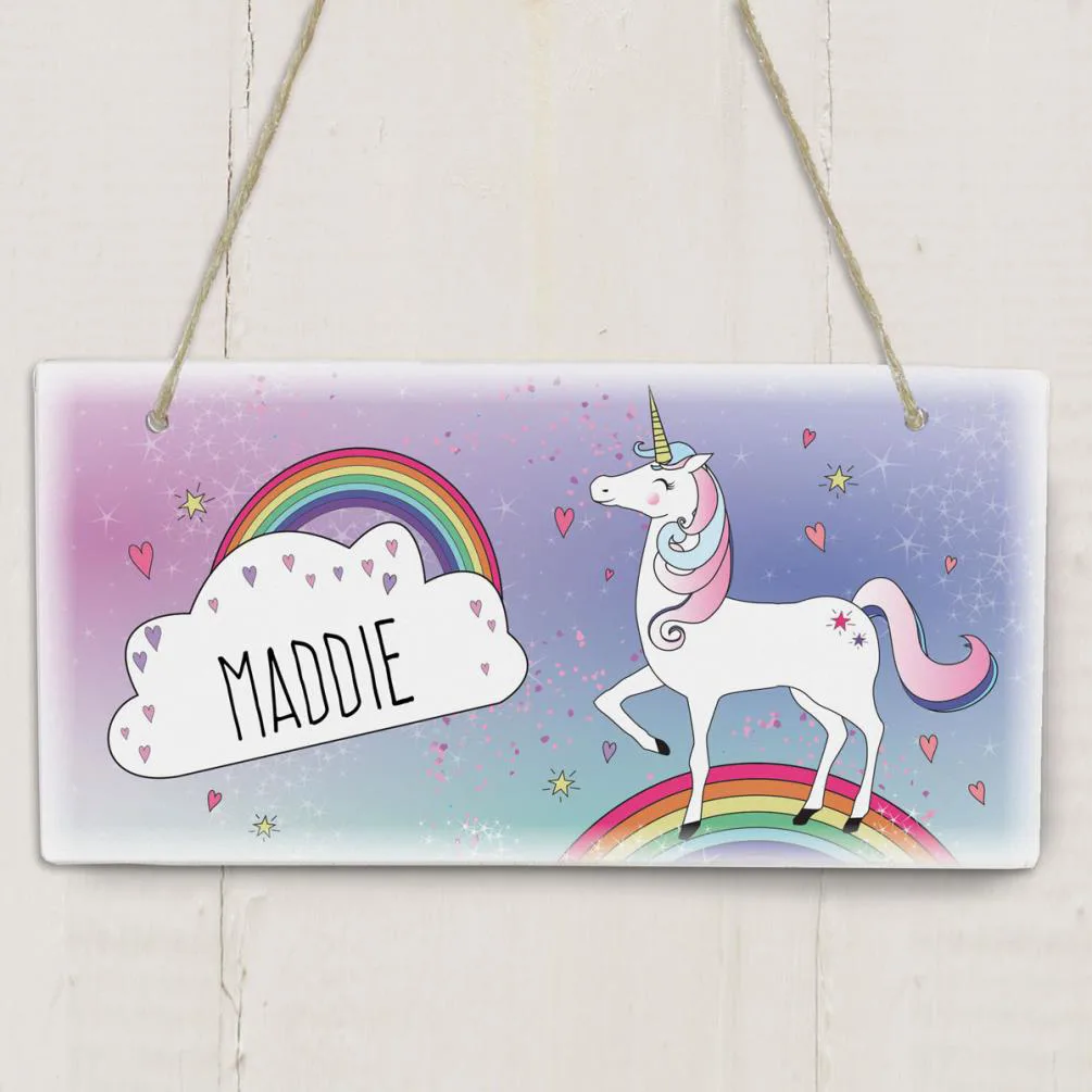 Personalised Unicorn Wooden Hanging Plaque Extra Image 2