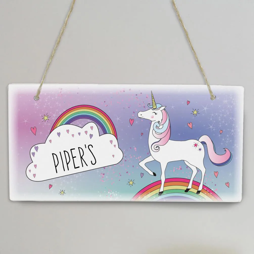 Personalised Unicorn Wooden Hanging Plaque Extra Image 3