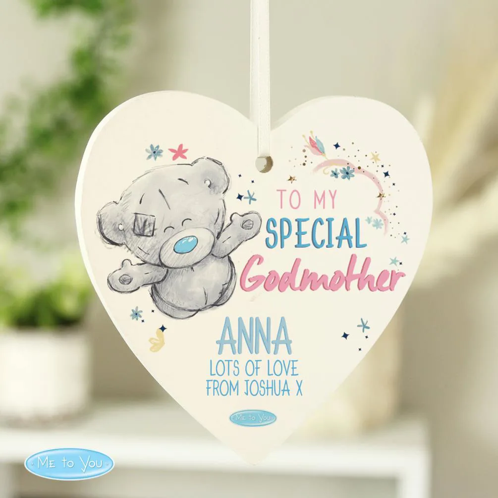 Personalised Me to You Godmother Wooden Heart Decoration Extra Image 1