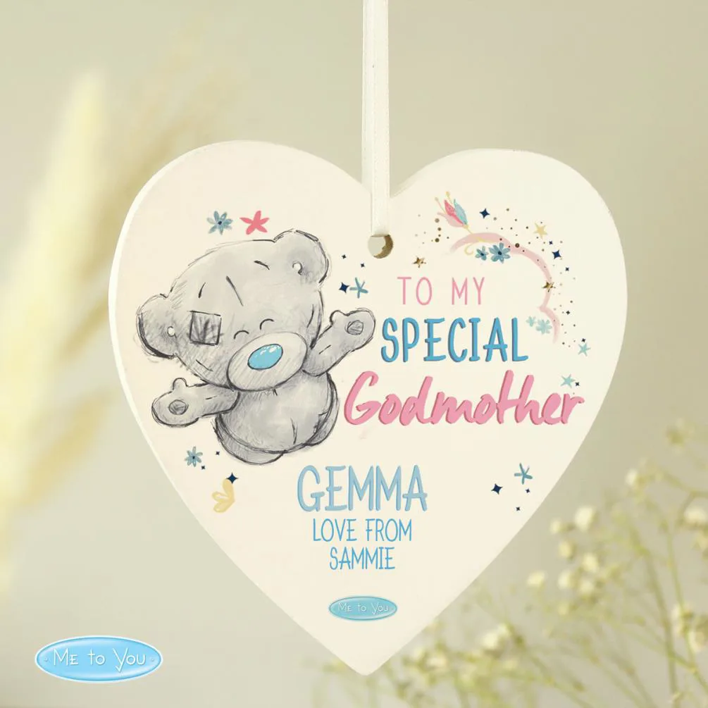 Personalised Me to You Godmother Wooden Heart Decoration Extra Image 2