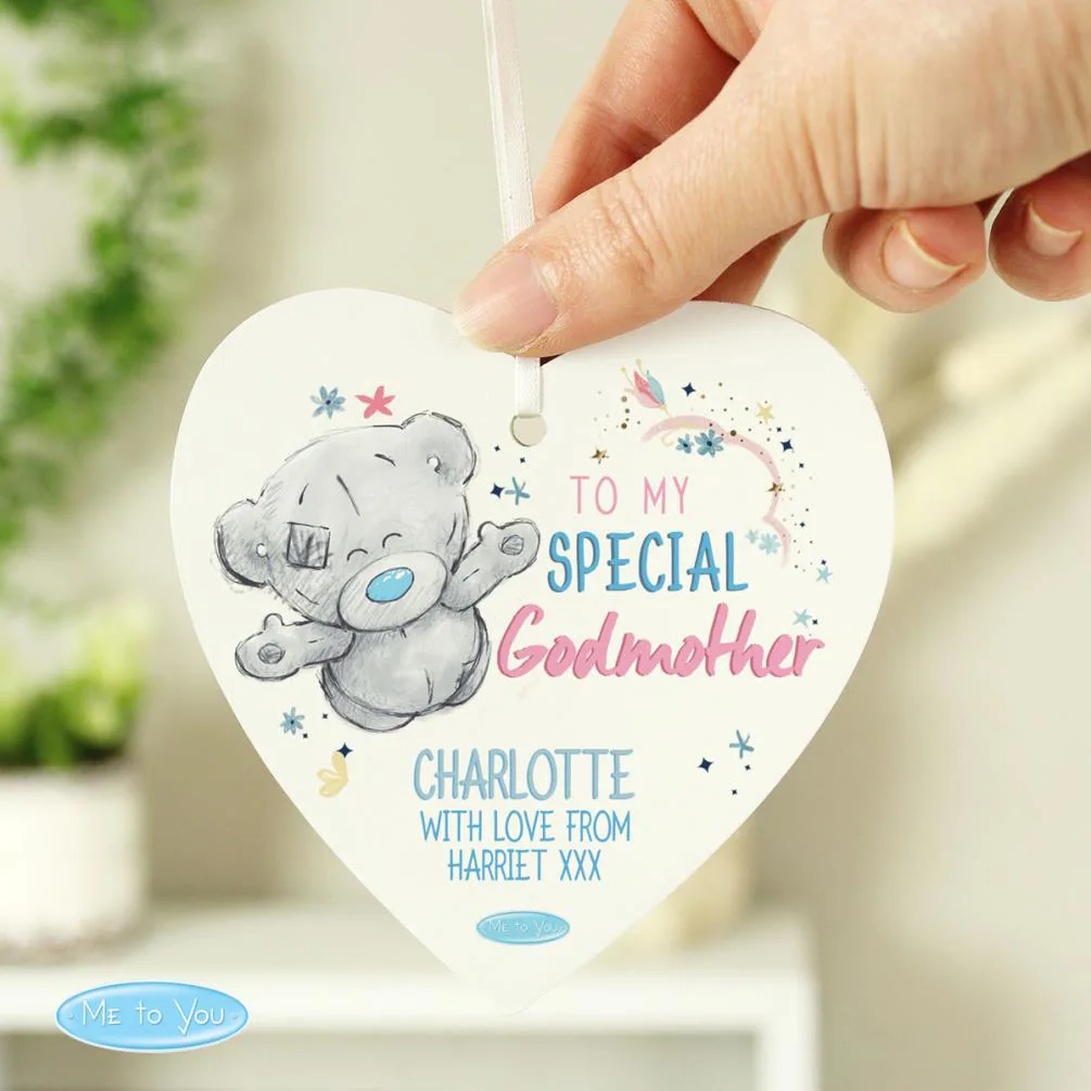 Personalised Me to You Godmother Wooden Heart Decoration Extra Image 3