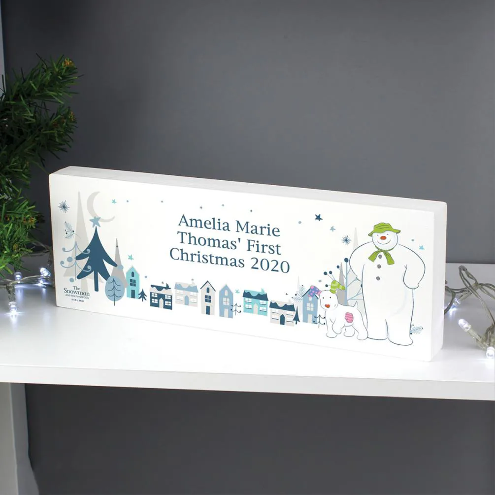 Personalised The Snowman & The Snowdog Wooden Block Sign Extra Image 1