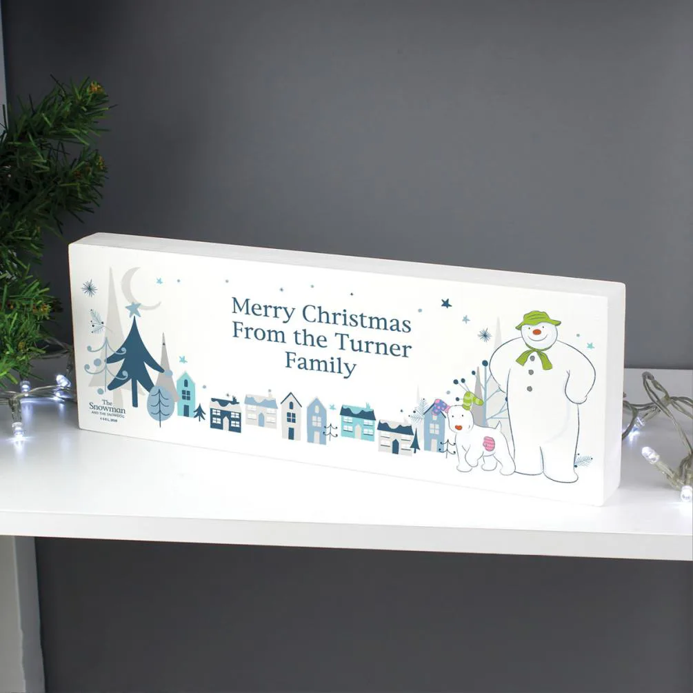Personalised The Snowman & The Snowdog Wooden Block Sign Extra Image 2