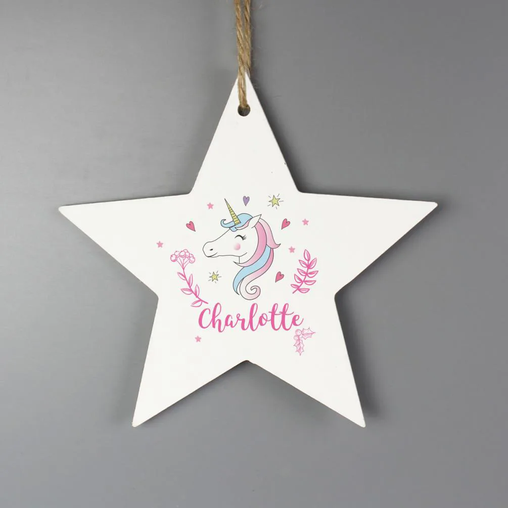 Personalised Unicorn Wooden Star Decoration Extra Image 1