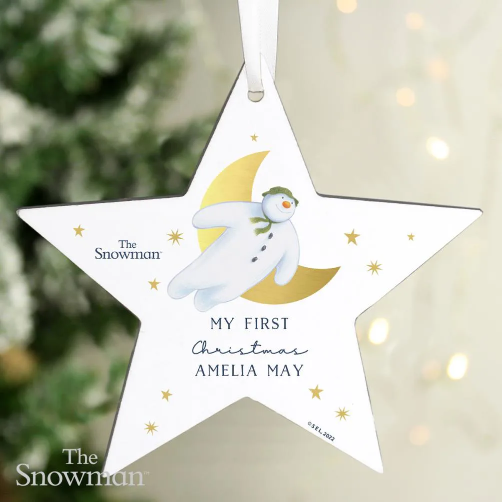 Personalised The Snowman Gold Moon Wooden Star Decoration Extra Image 1