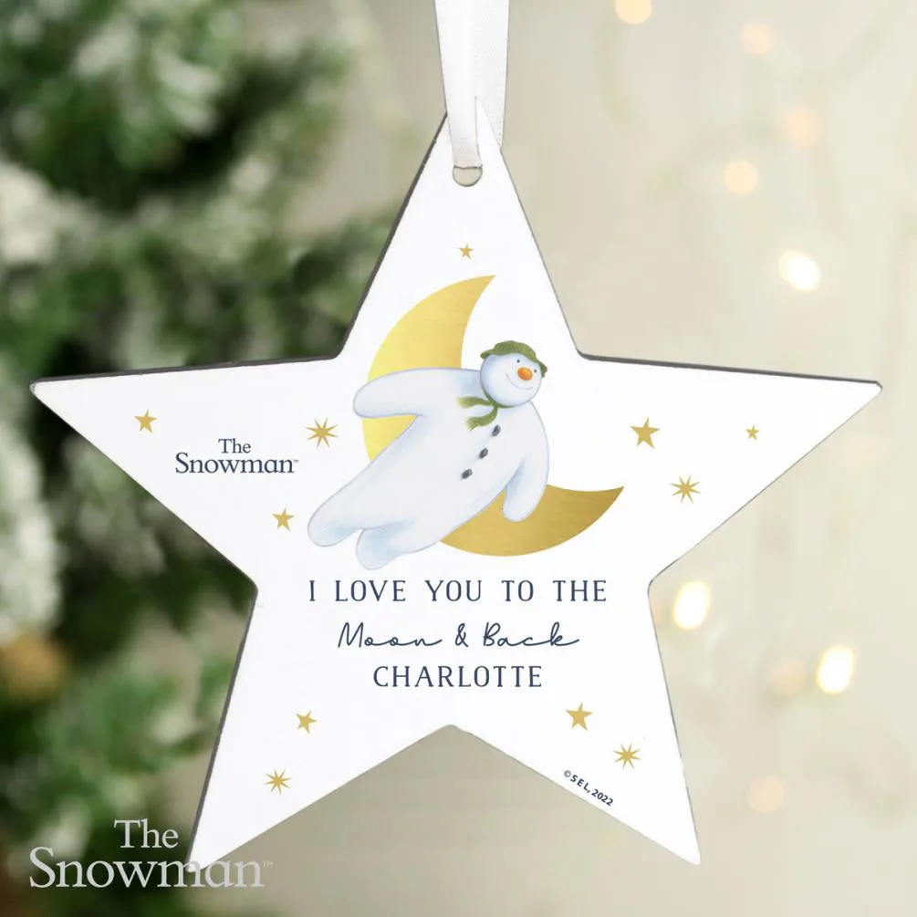 Personalised The Snowman Gold Moon Wooden Star Decoration Extra Image 2