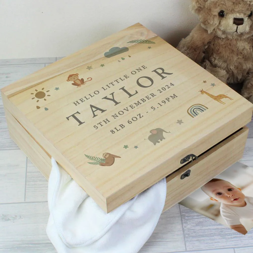 Personalised Safari Animals Large Wooden Keepsake Box Extra Image 3