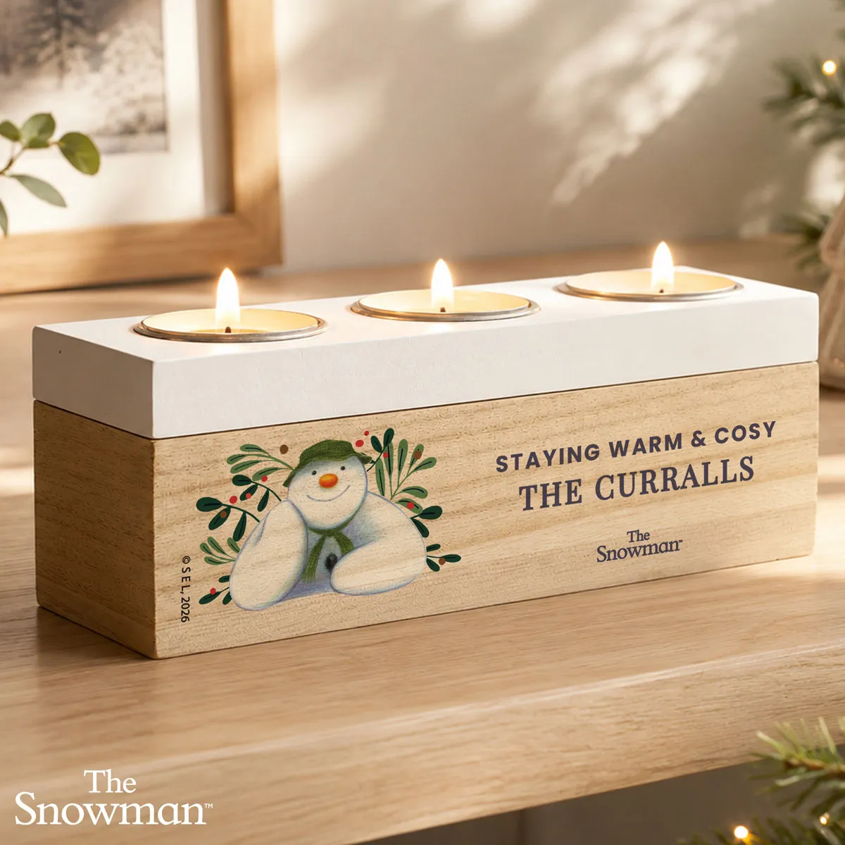 Personalised The Snowman Botanical Triple Tea Light Box Extra Image 1