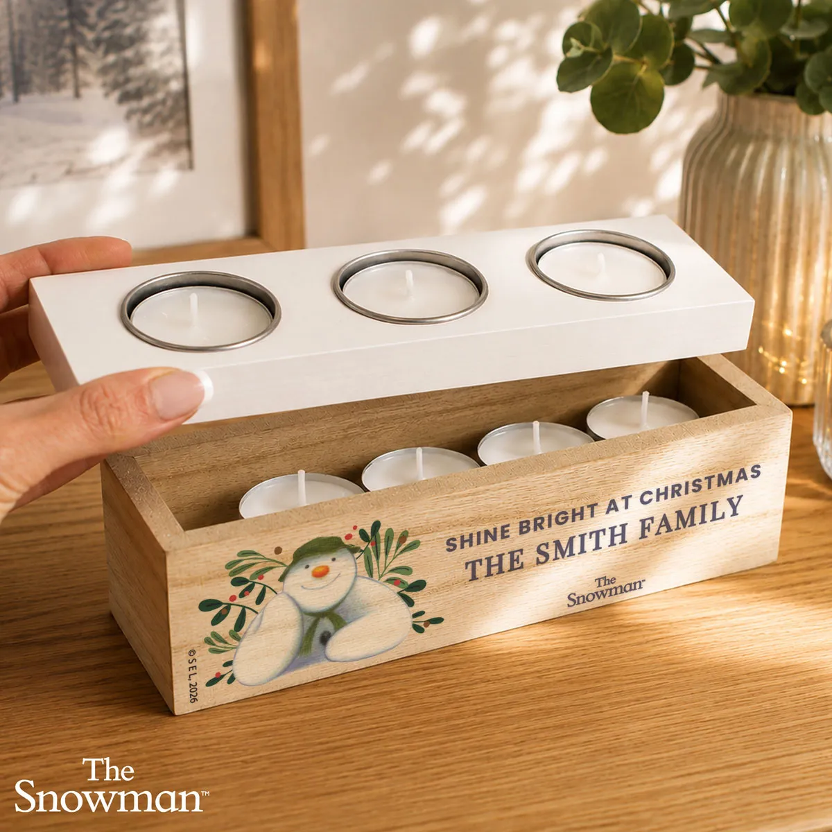 Personalised The Snowman Botanical Triple Tea Light Box Extra Image 3