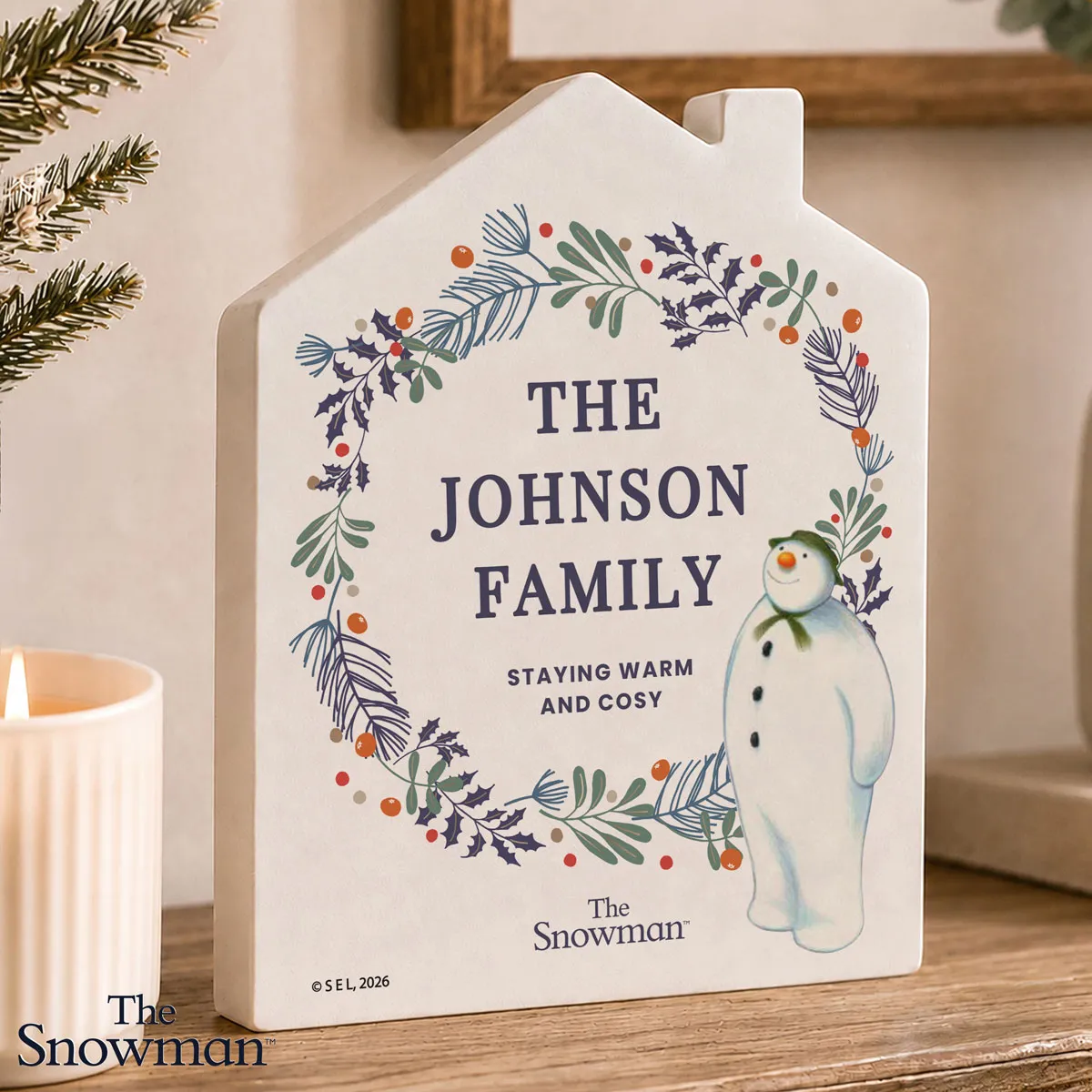 Personalised The Snowman Botanical Wooden House Decoration Extra Image 1