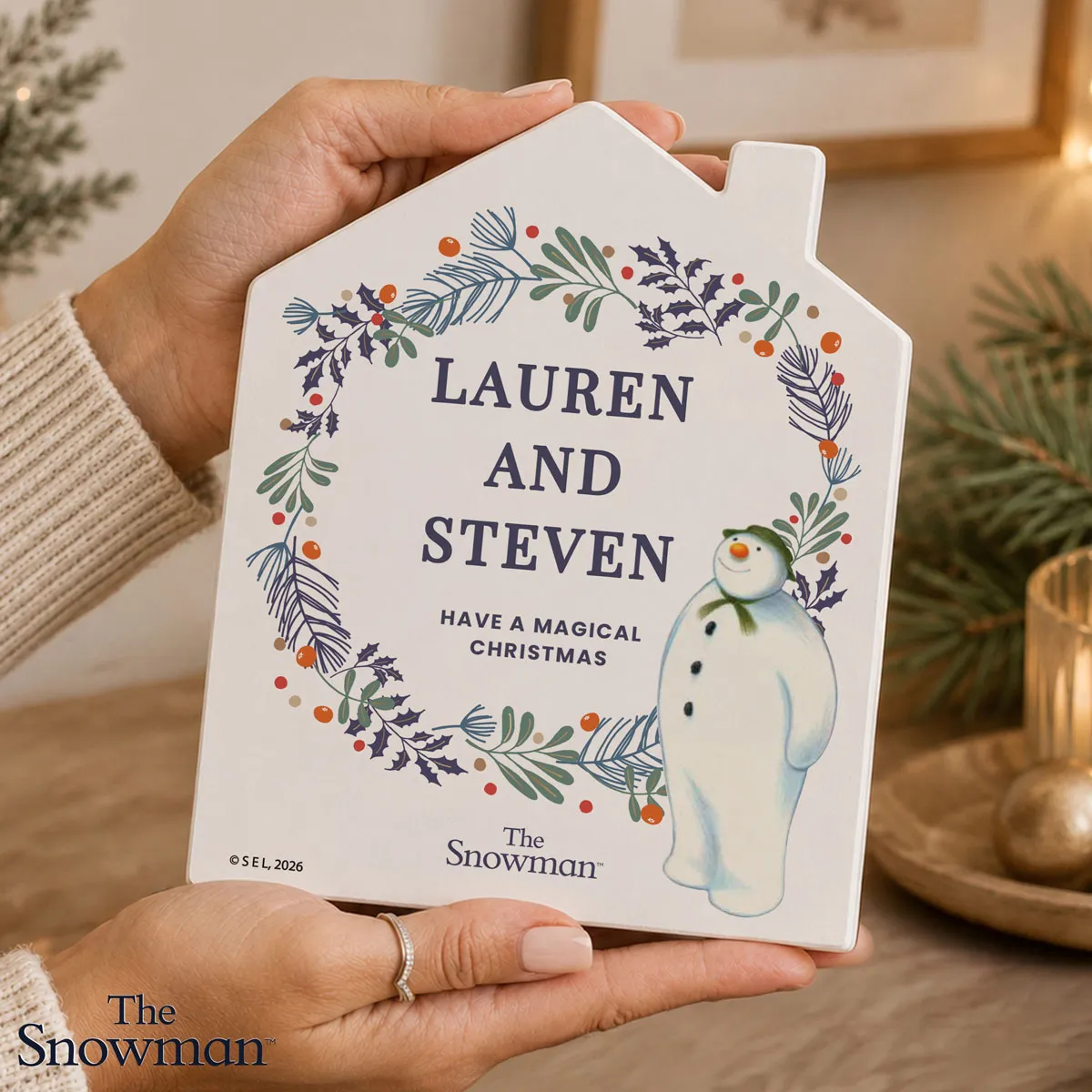 Personalised The Snowman Botanical Wooden House Decoration Extra Image 2