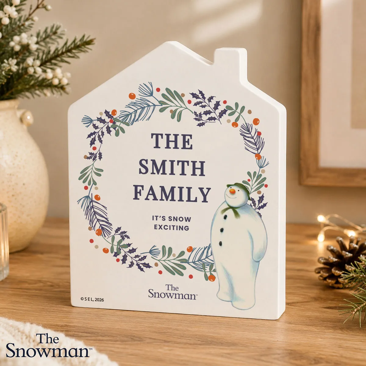 Personalised The Snowman Botanical Wooden House Decoration Extra Image 3