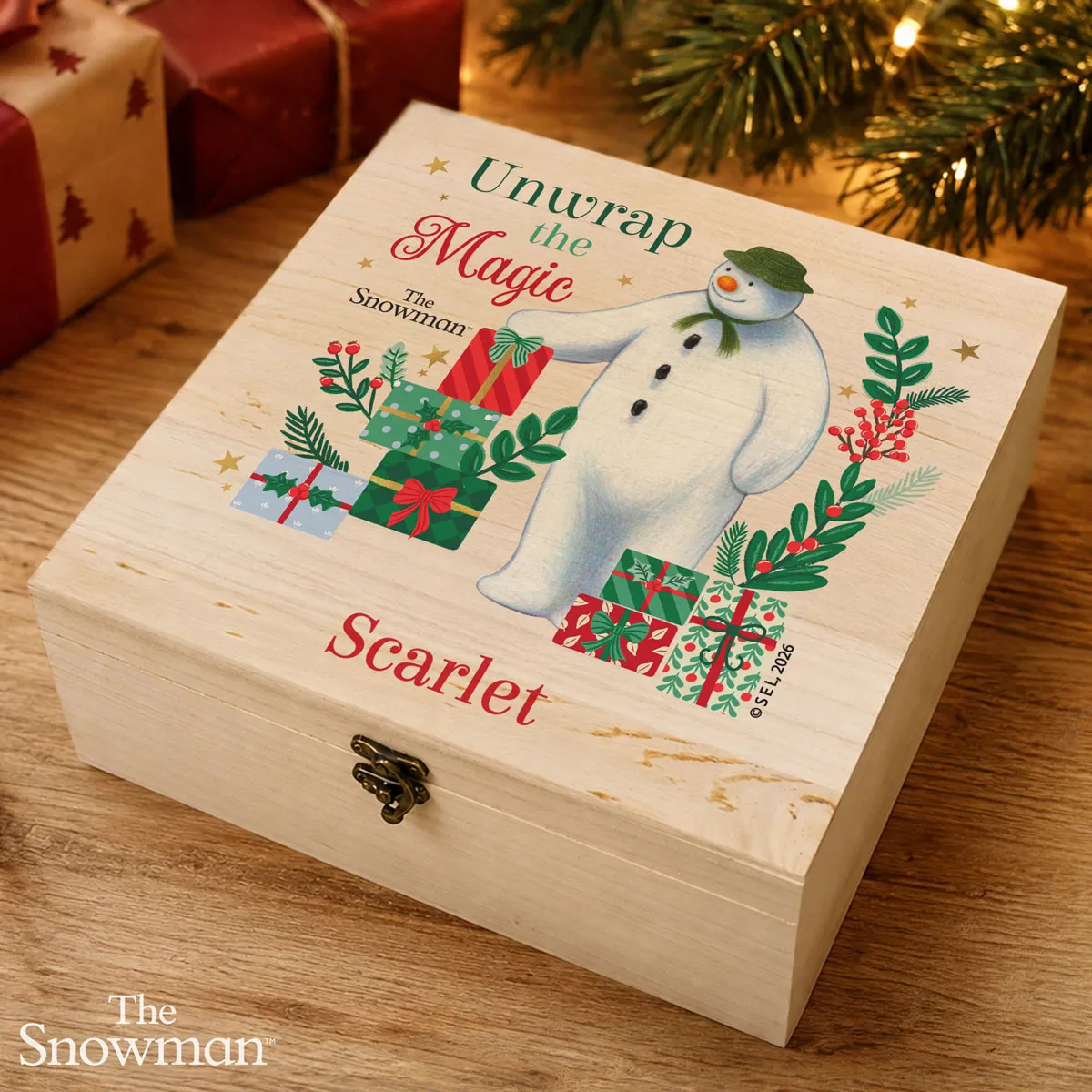 Personalised The Snowman Christmas Wishes Wooden Keepsake Box Extra Image 1