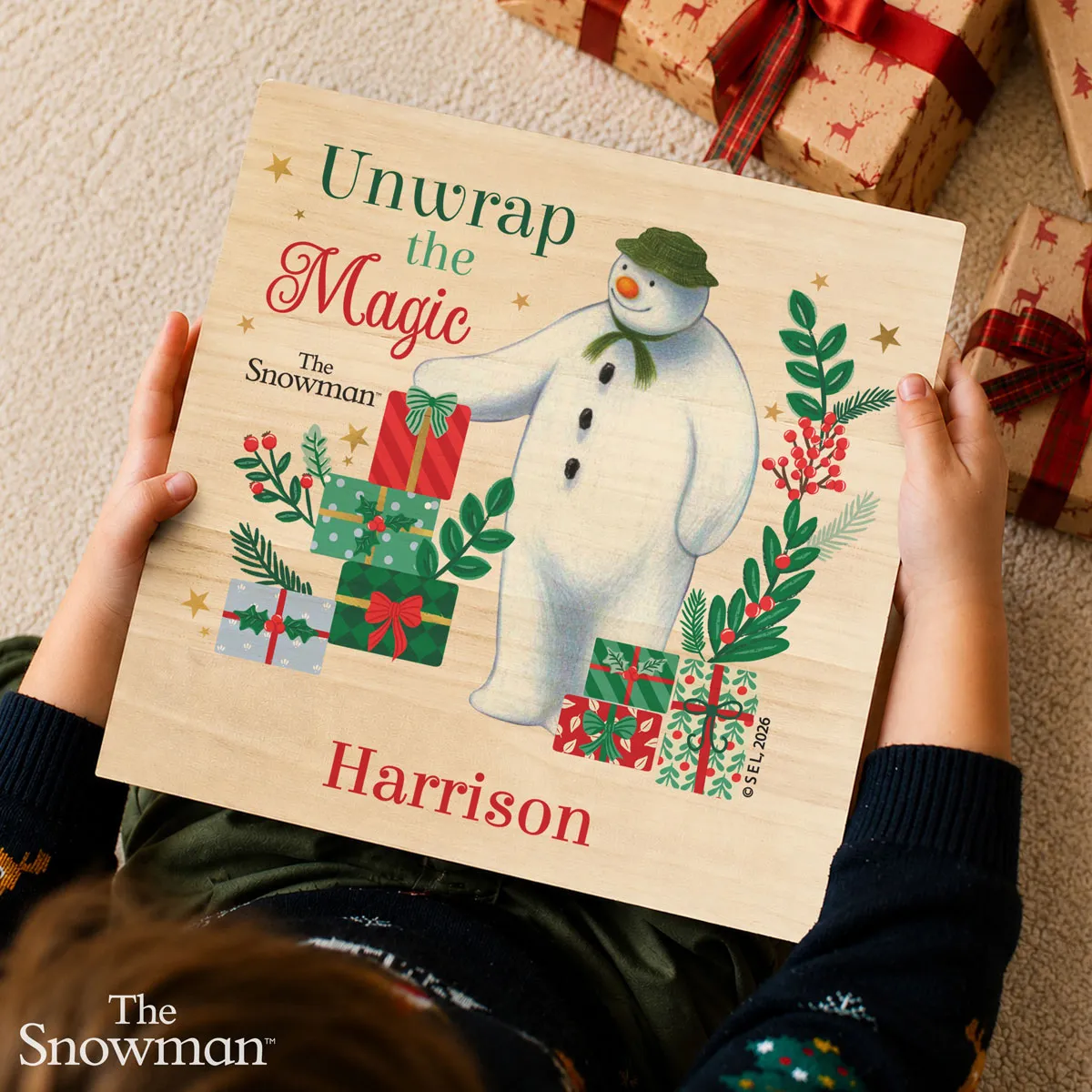 Personalised The Snowman Christmas Wishes Wooden Keepsake Box Extra Image 2