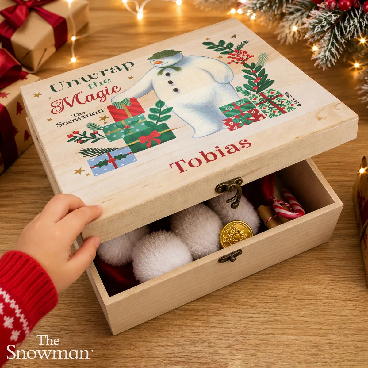 Personalised The Snowman Christmas Wishes Wooden Keepsake Box Extra Image 3