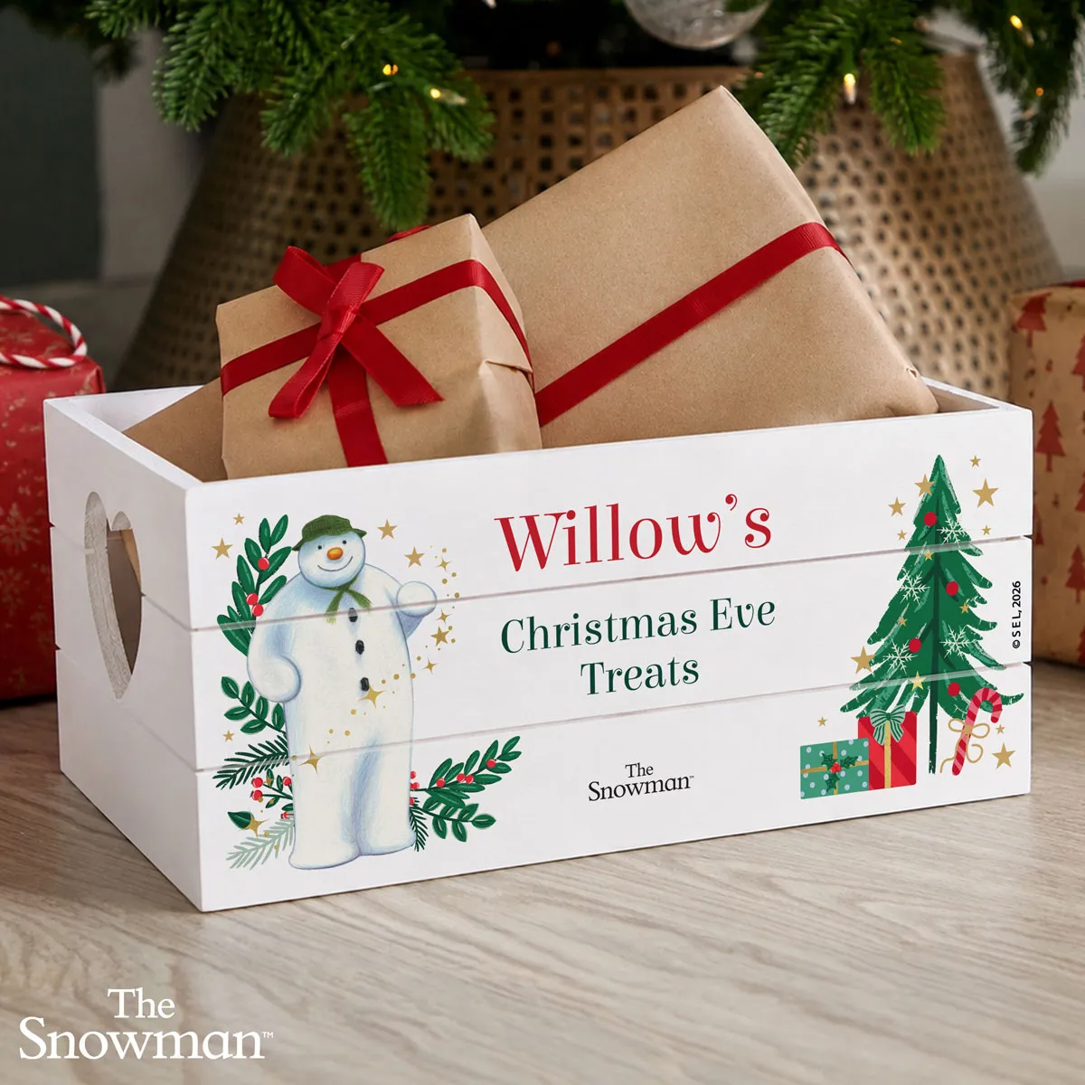 Personalised The Snowman Christmas Wishes Wooden Crate Extra Image 1