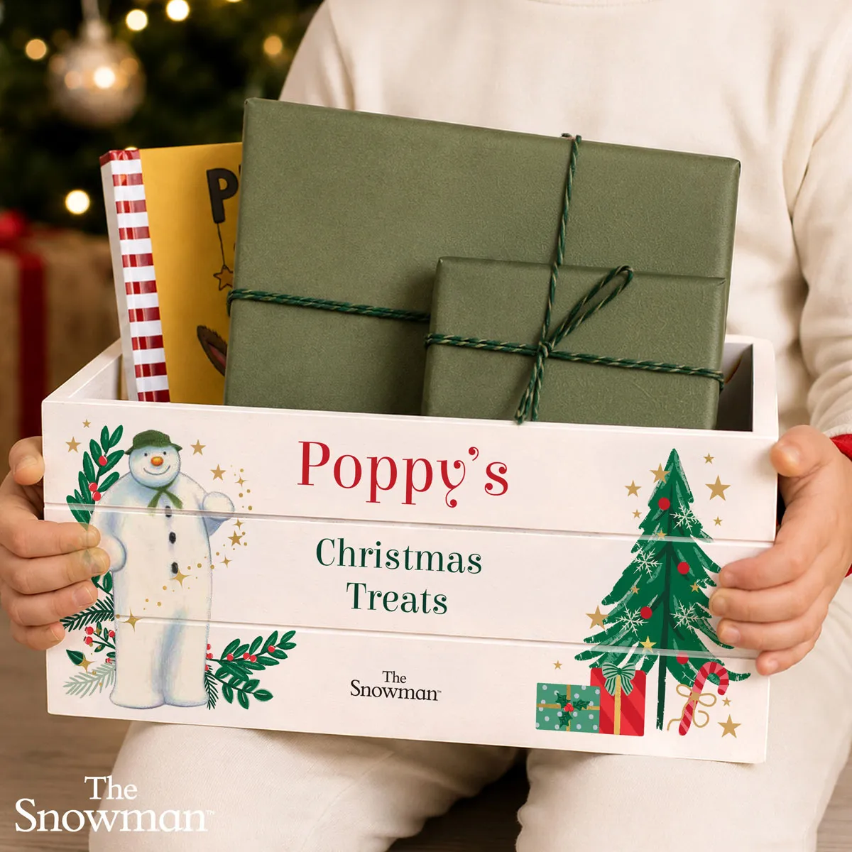 Personalised The Snowman Christmas Wishes Wooden Crate Extra Image 2