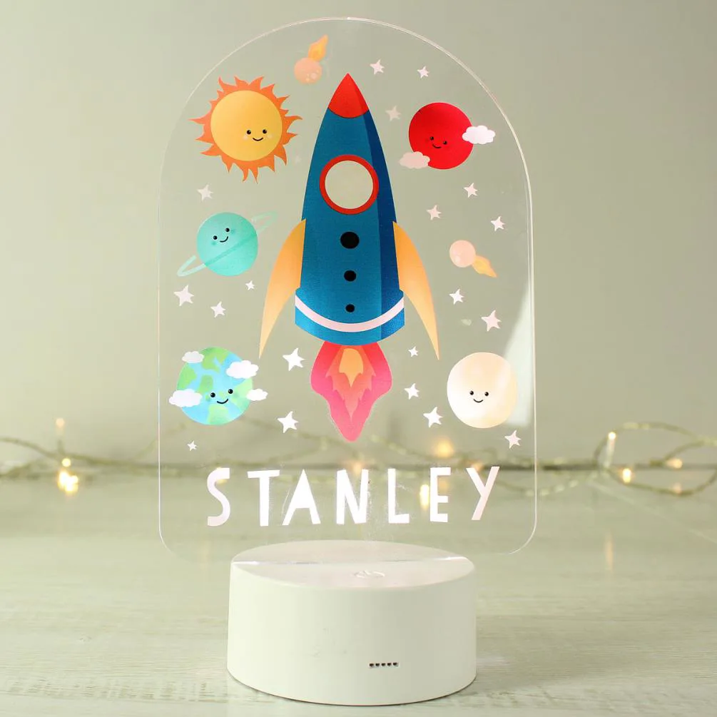 Personalised Space Rocket LED Colour Changing Night Light Extra Image 1