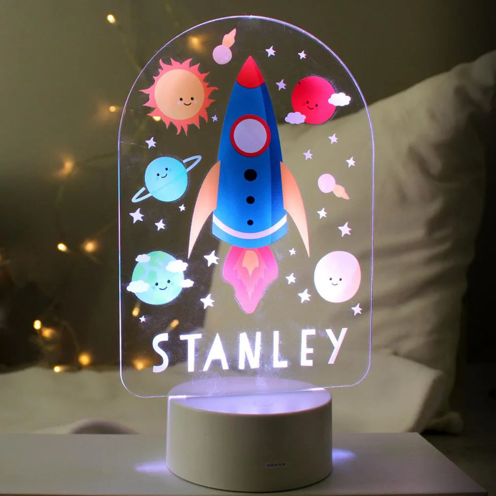 Personalised Space Rocket LED Colour Changing Night Light Extra Image 2