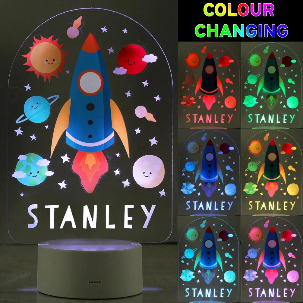 Personalised Space Rocket LED Colour Changing Night Light Extra Image 3