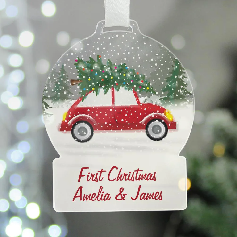 Personalised Driving Home For Christmas Acrylic Snow Globe Decoration Extra Image 1