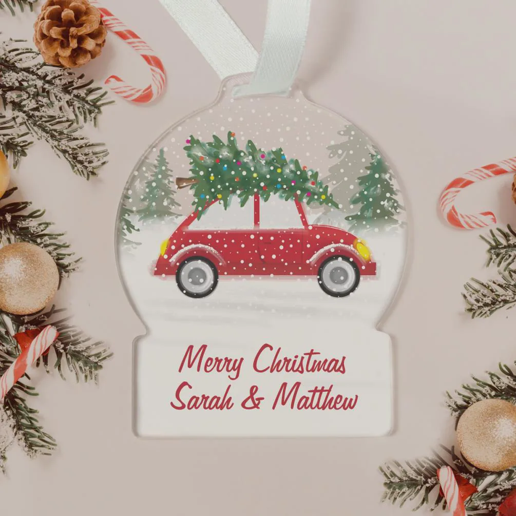 Personalised Driving Home For Christmas Acrylic Snow Globe Decoration Extra Image 3