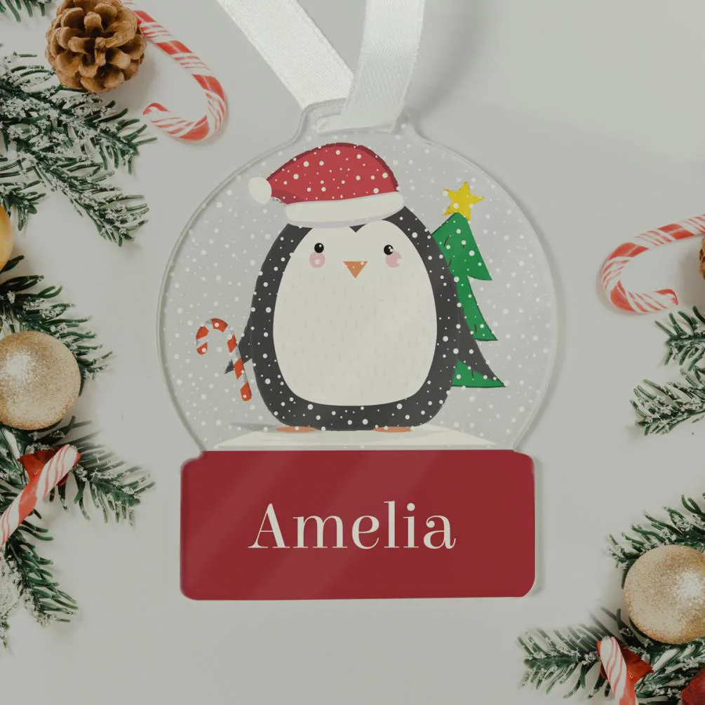 Personalised Penguin Acrylic Snowglobe Decoration Extra Image 1