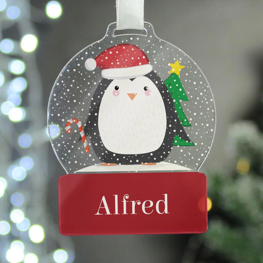 Personalised Penguin Acrylic Snowglobe Decoration Extra Image 2