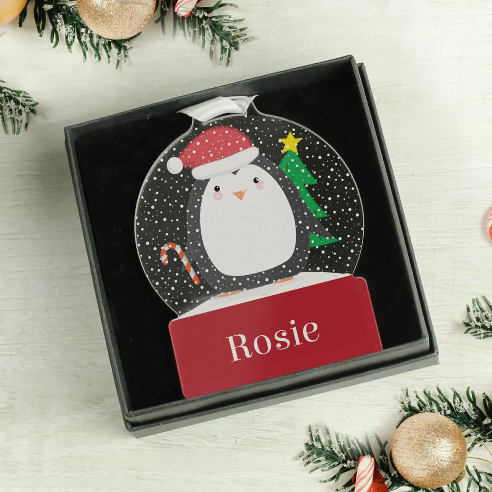 Personalised Penguin Acrylic Snowglobe Decoration Extra Image 3