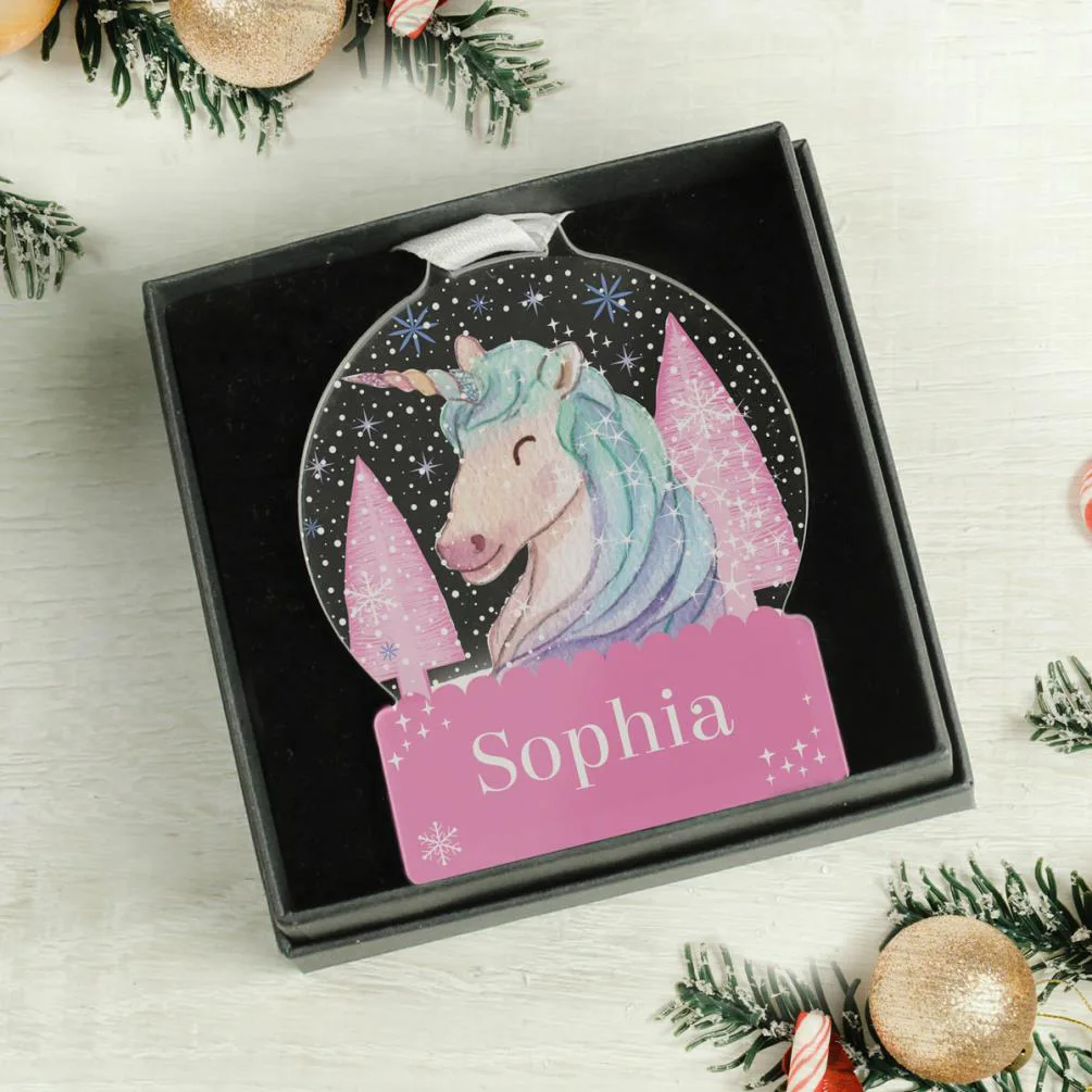 Personalised Unicorn Acrylic Snowglobe Decoration Extra Image 3
