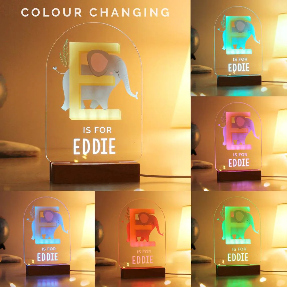 Personalised Animal Alphabet Wooden Based Colour Changing LED Light Extra Image 2