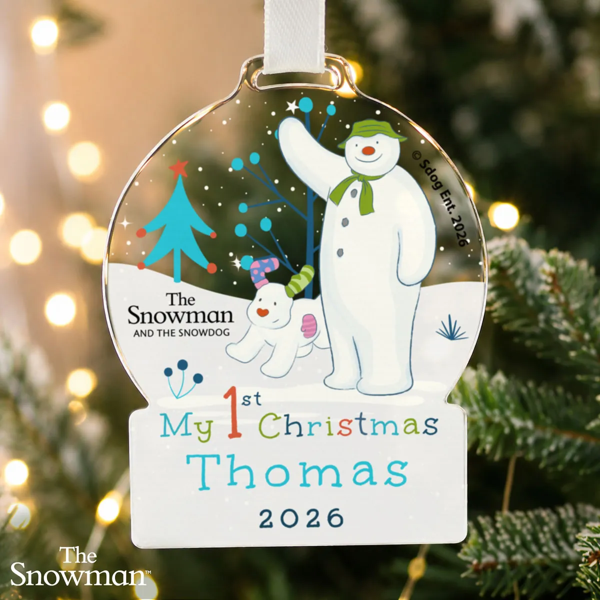 Personalised The Snowman My 1st Christmas Acrylic Snow Globe Decoration Extra Image 1