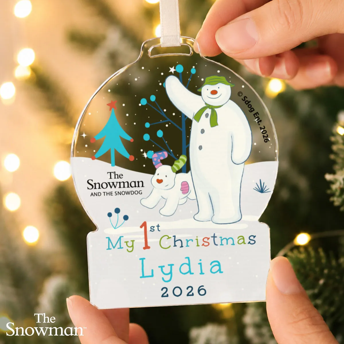 Personalised The Snowman My 1st Christmas Acrylic Snow Globe Decoration Extra Image 2