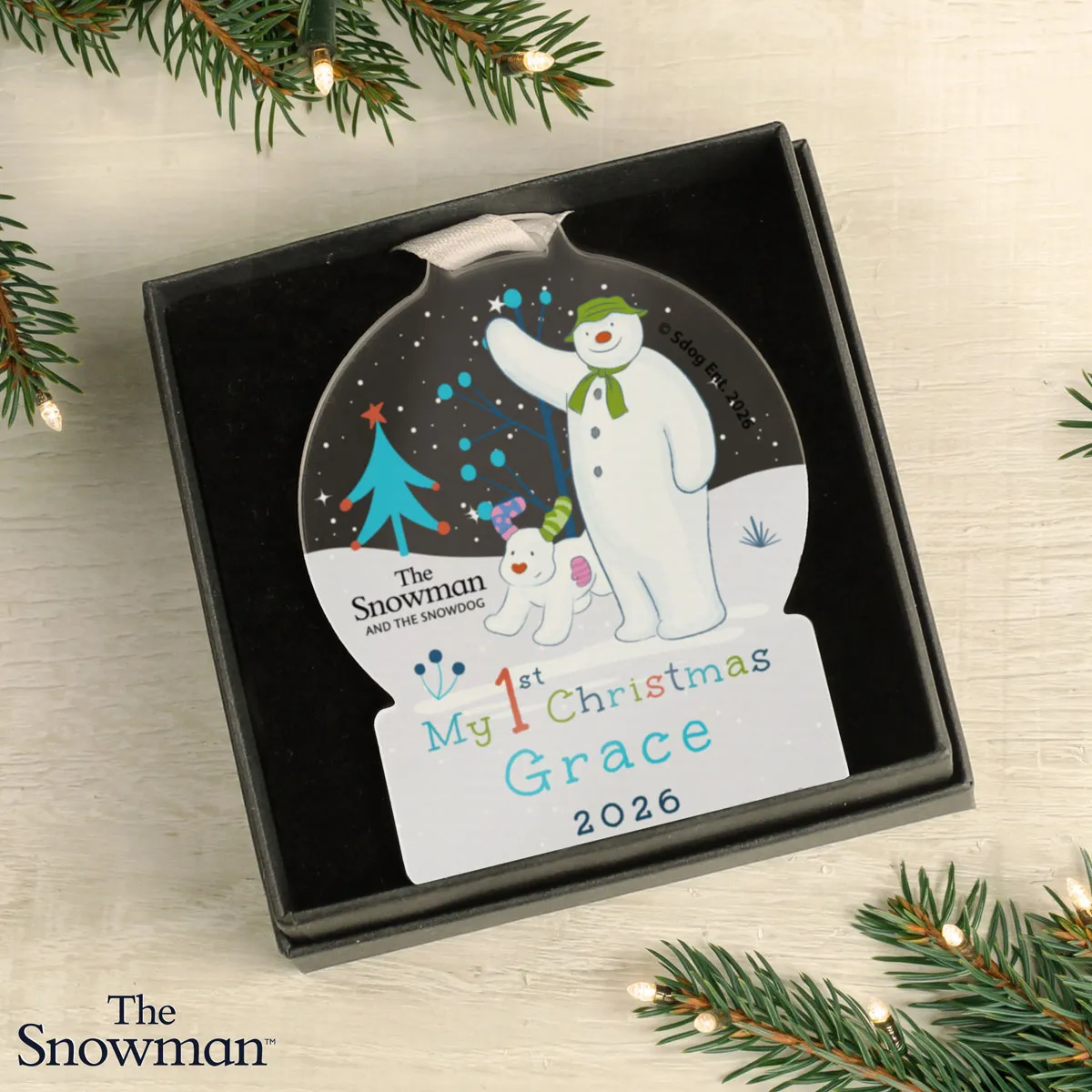 Personalised The Snowman My 1st Christmas Acrylic Snow Globe Decoration Extra Image 3