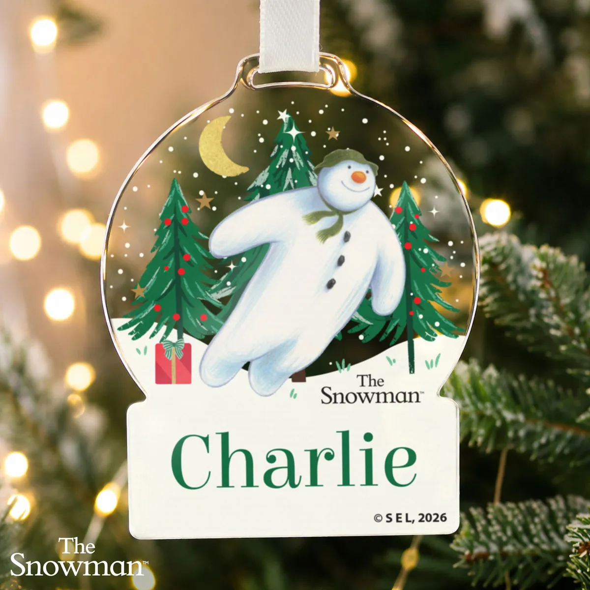 Personalised The Snowman Christmas Wishes Acrylic Snow Globe Decoration Extra Image 1