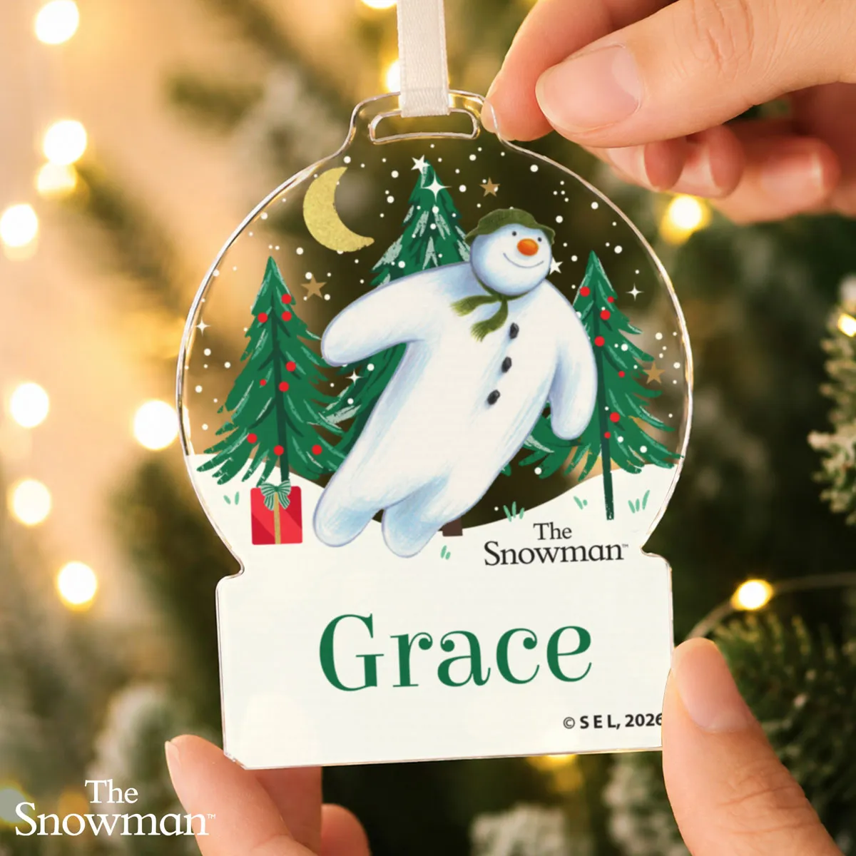 Personalised The Snowman Christmas Wishes Acrylic Snow Globe Decoration Extra Image 2