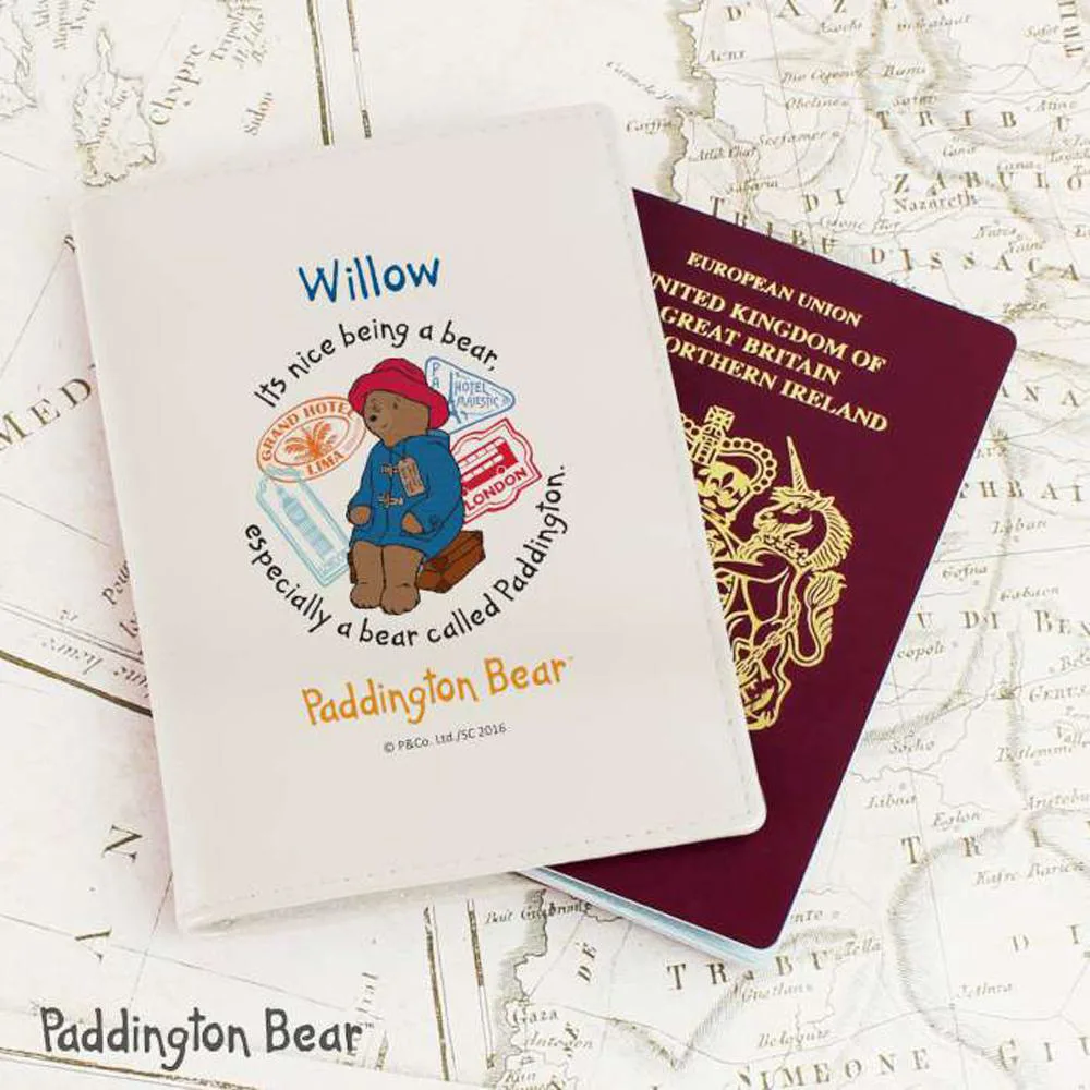 Personalised Paddington Bear Cream Leather Passport Holder Extra Image 1