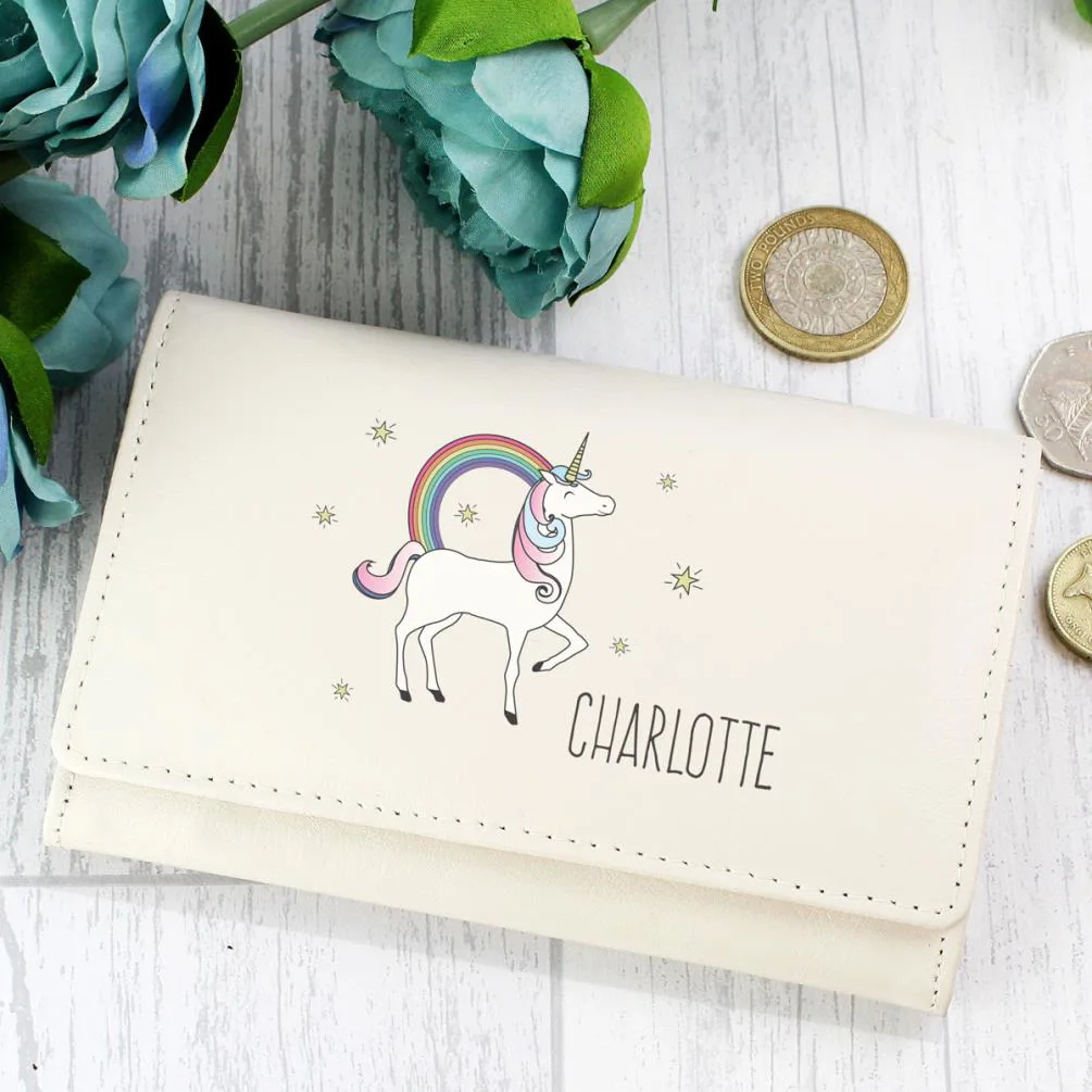 Personalised Unicorn Cream Leather Purse Extra Image 2
