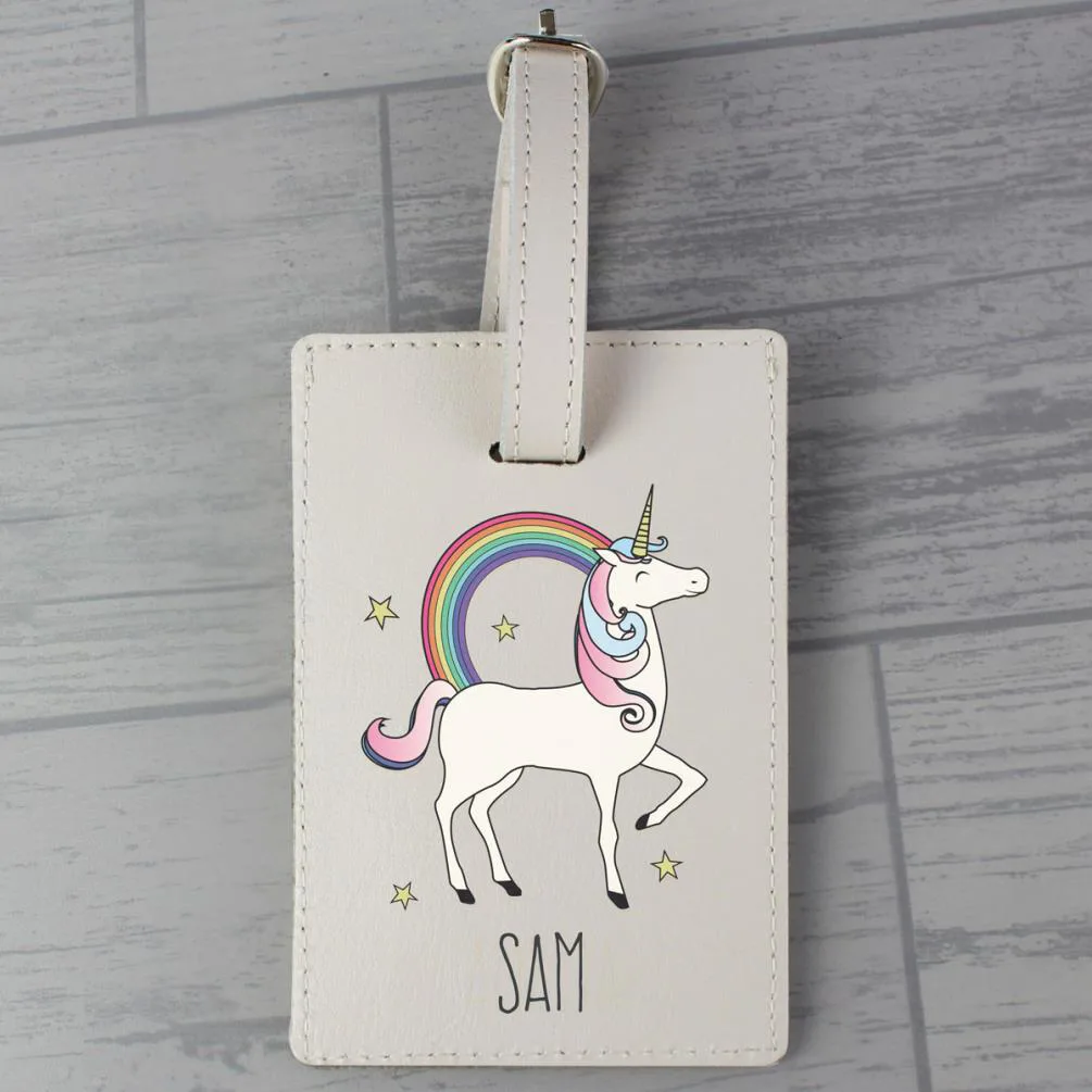 Personalised Unicorn Cream Luggage Tag Extra Image 3