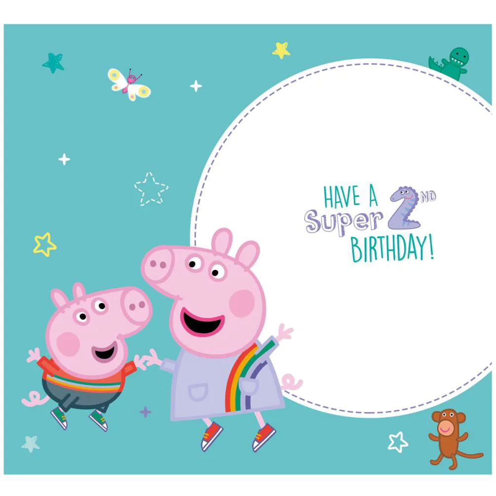 2 Today Peppa Pig 2nd Birthday Card With Badge Extra Image 1