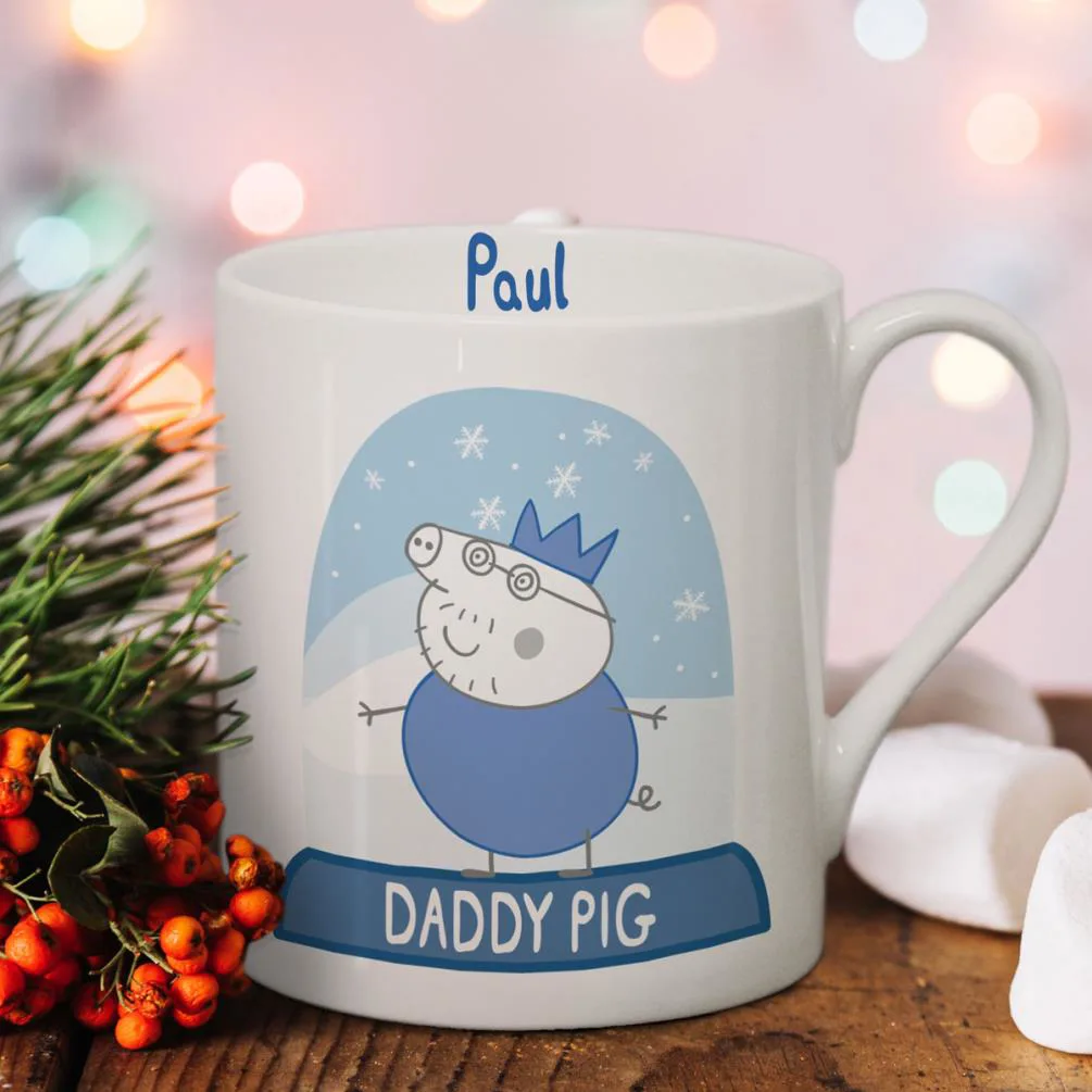 Personalised Peppa Pig Daddy Pig Snowglobe Large Balmoral Mug Extra Image 1