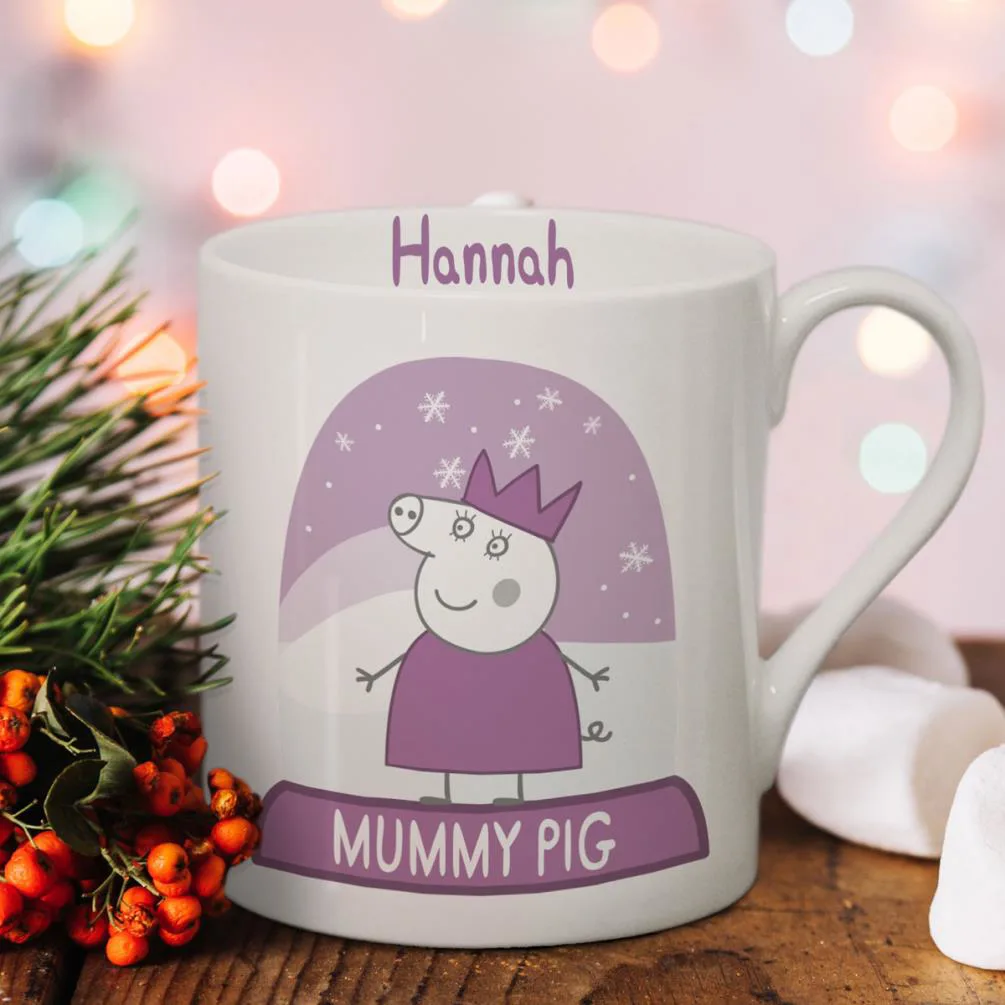 Personalised Peppa Pig Mummy Pig Snowglobe Large Balmoral Mug Extra Image 1