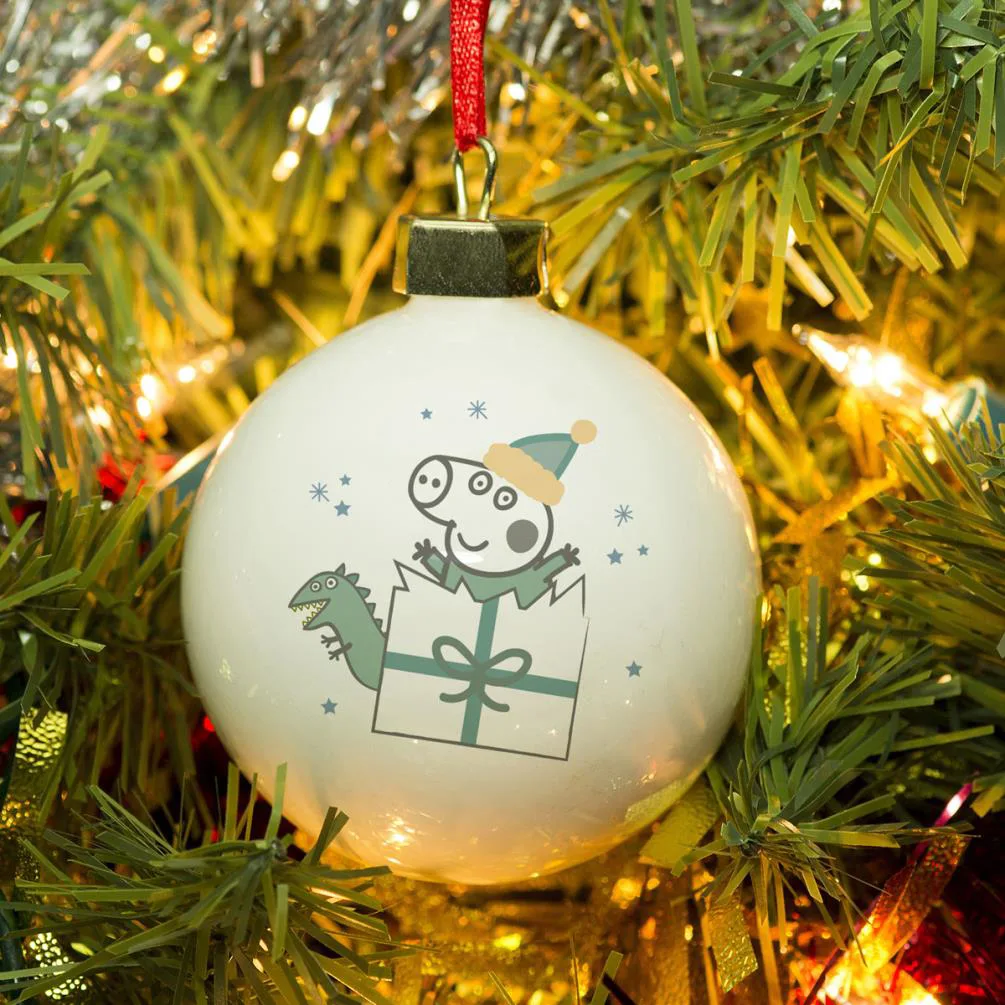 Personalised Peppa Pig George Pig Christmas Bauble Extra Image 1
