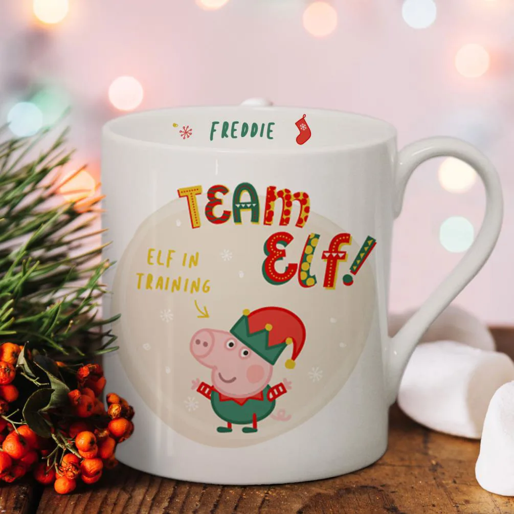 Personalised Peppa Pig Team Elf George Pig Balmoral Mug Extra Image 1